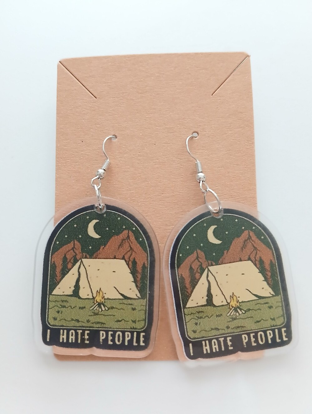 Fashion Jewelry Green Brown Tent Camping Acrylic Dangle Earrings